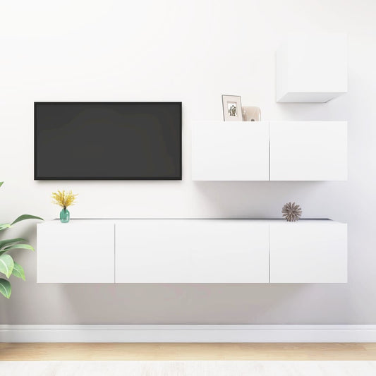 Ensemble de meubles TV 4 pièces en bois blanc