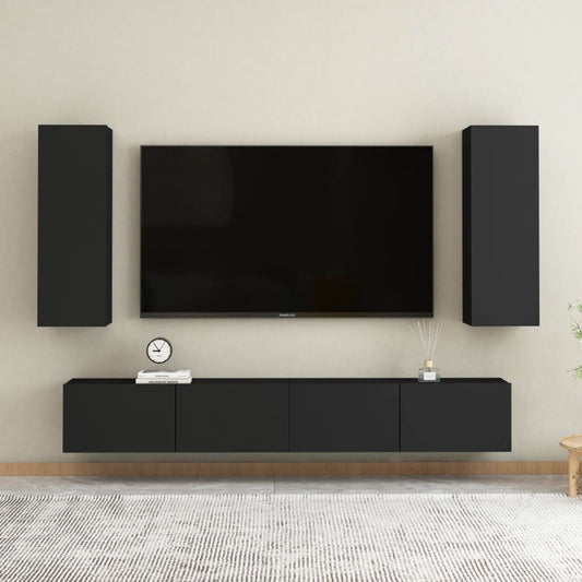 Ensemble de meubles TV 4 pièces en bois noir