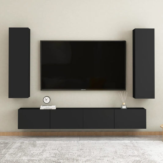 Ensemble de meubles TV 4 pièces en bois noir