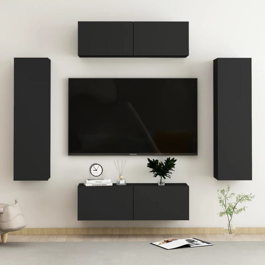 Ensemble de meubles TV 4 pièces en bois noir
