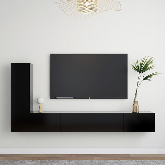 Ensemble de meubles TV 3 pièces en bois noir