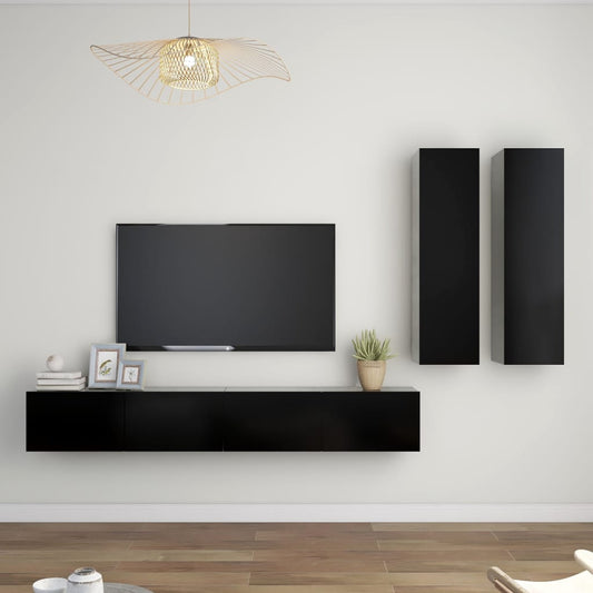 Ensemble de meubles TV 4 pièces en bois noir