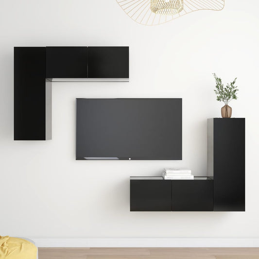 Ensemble de meubles TV 4 pièces en bois noir