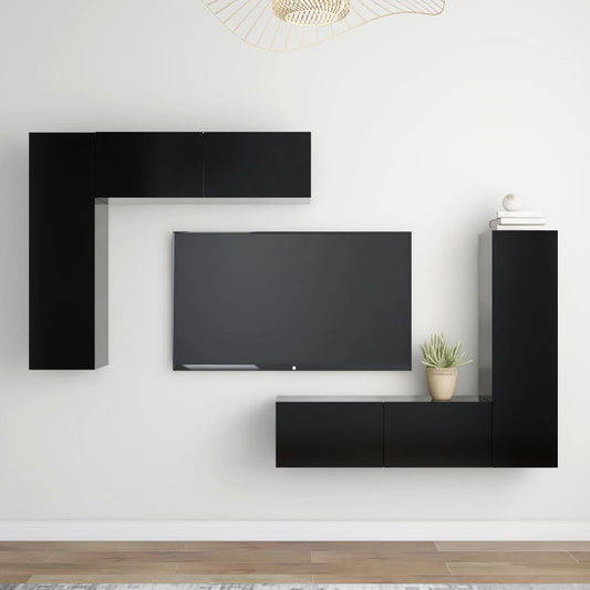 Ensemble de meubles TV 4 pièces en bois noir