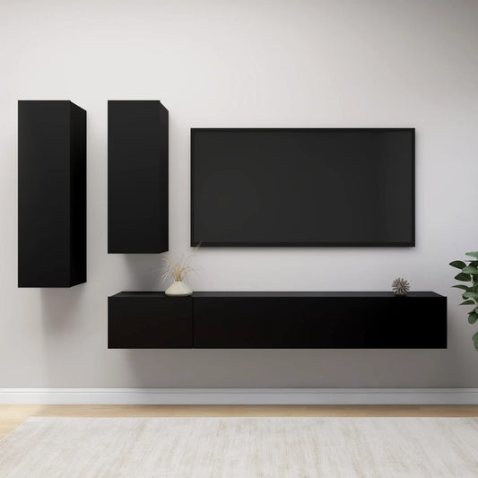 Ensemble de meubles TV 4 pièces en bois noir