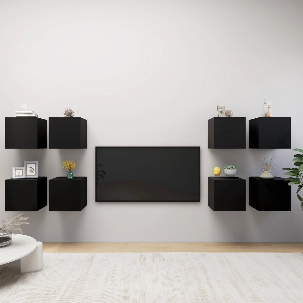 TV-Wandschränke 8 Stk. Schwarz 30,5x30x30 cm