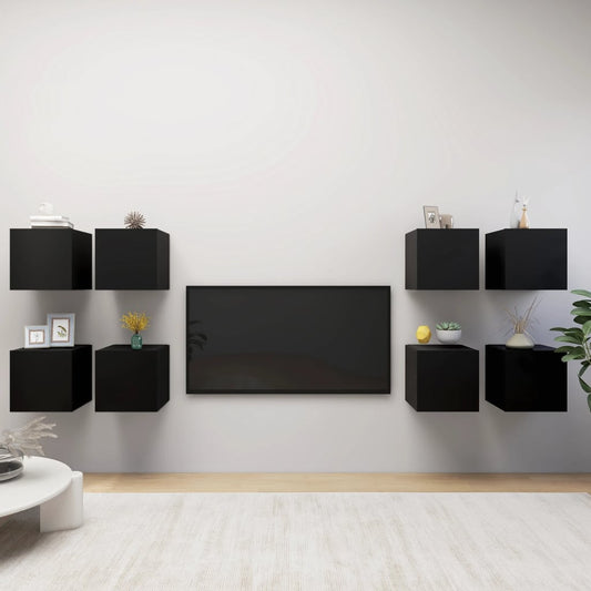 TV-Wandschränke 8 Stk. Schwarz 30,5x30x30 cm