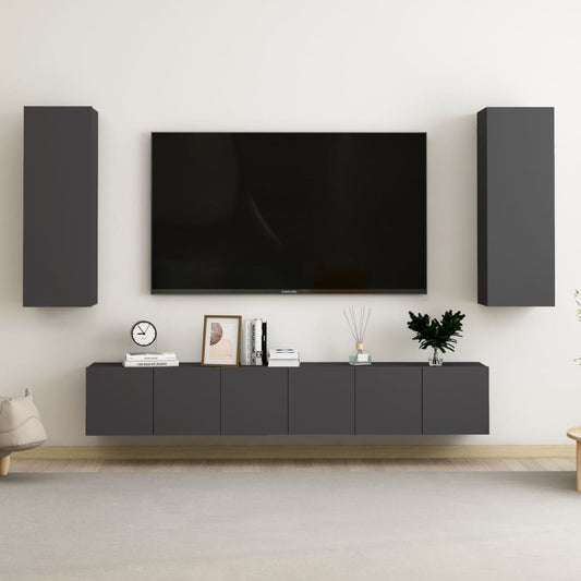 Ensemble de meubles TV 5 pièces, matériau à base de bois gris