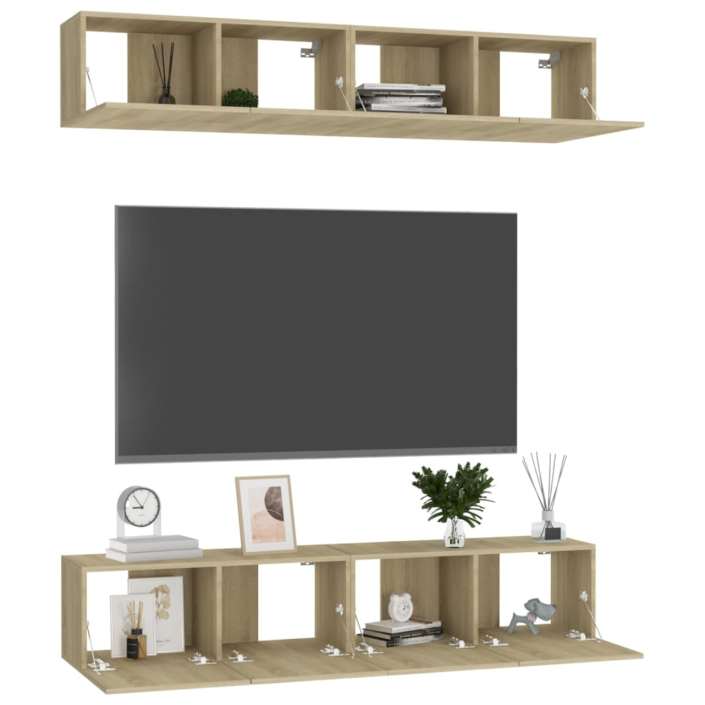 Meubles TV 4 pièces en chêne Sonoma 80 x 30 x 30 cm, matériau à base de bois