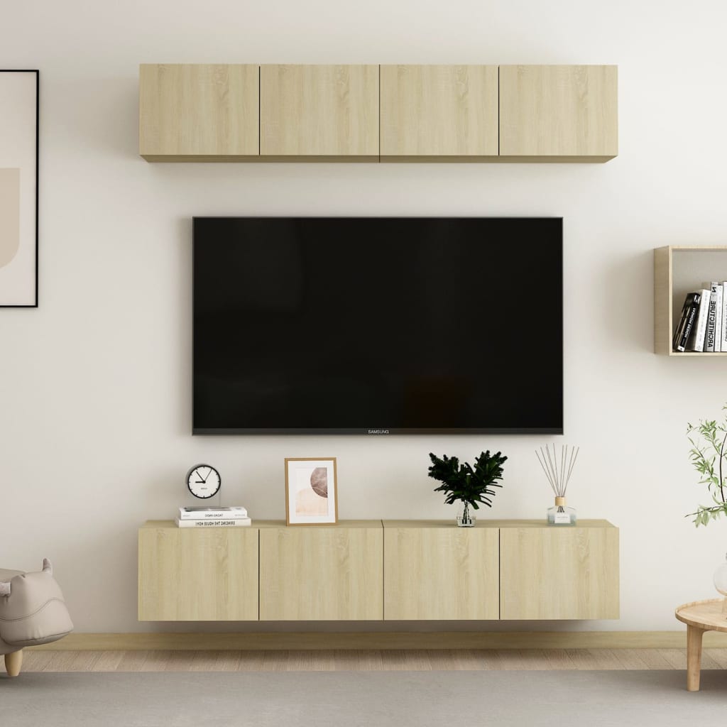 Meubles TV 4 pièces en chêne Sonoma 80 x 30 x 30 cm, matériau à base de bois