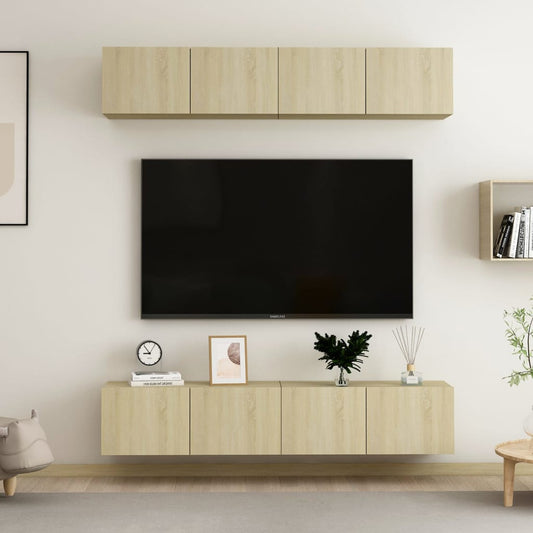 Meubles TV 4 pièces en chêne Sonoma 80 x 30 x 30 cm, matériau à base de bois