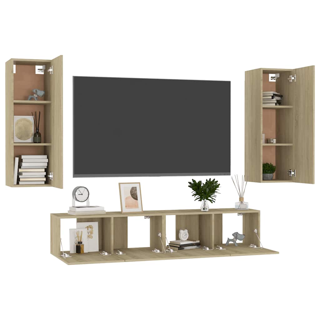 4-tlg. TV-Schrank-Set Sonoma-Eiche Holzwerkstoff