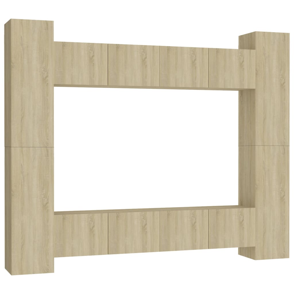 Ensemble de meubles TV 8 pièces en bois de chêne Sonoma