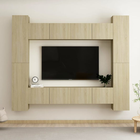 Ensemble de meubles TV 8 pièces en bois de chêne Sonoma