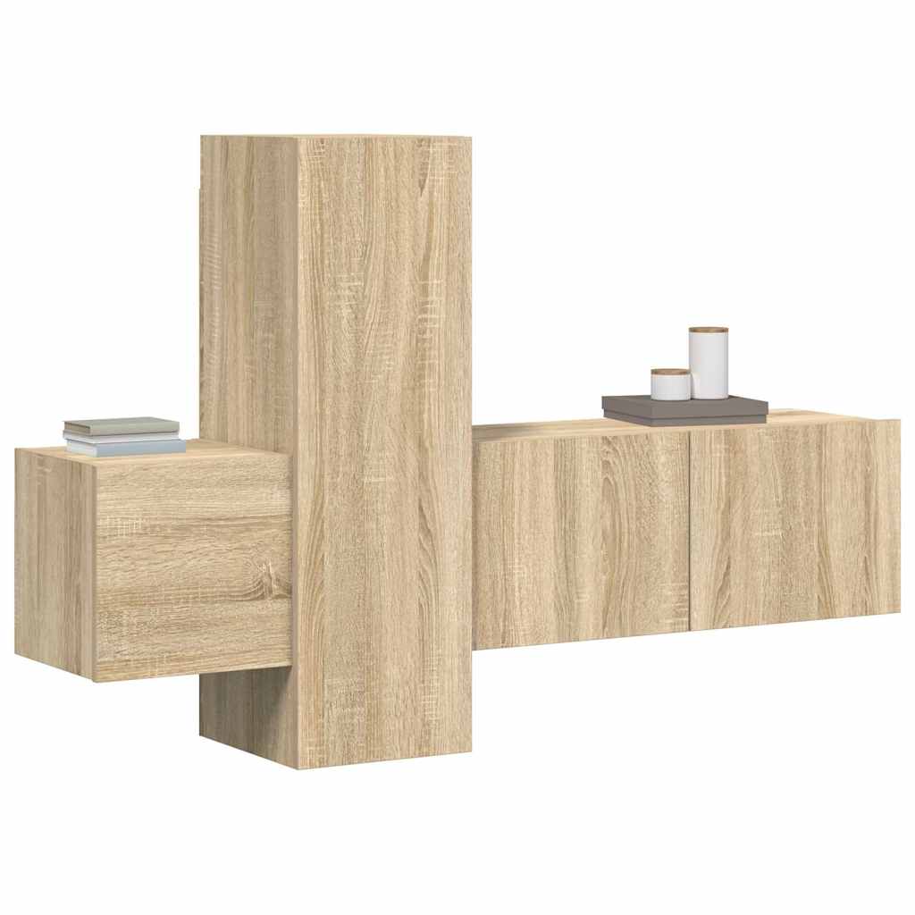3-tlg. TV-Schrank-Set Sonoma-Eiche Holzwerkstoff