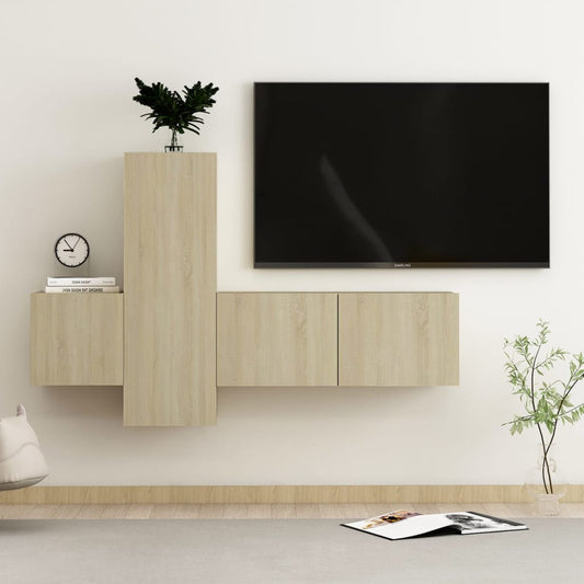 Ensemble de meubles TV 3 pièces en bois de chêne Sonoma