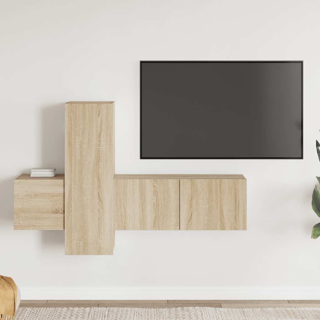 3-tlg. TV-Schrank-Set Sonoma-Eiche Holzwerkstoff