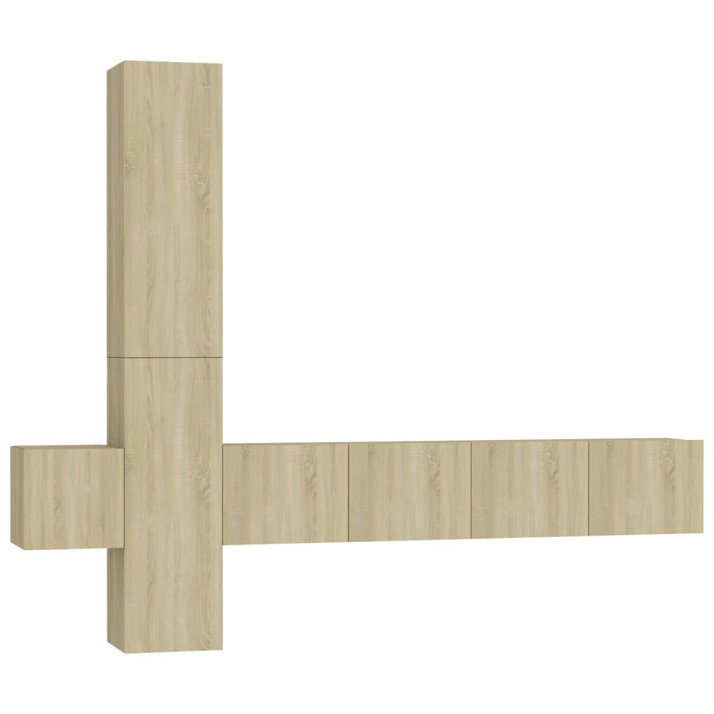 Ensemble de meubles TV 5 pièces en bois de chêne Sonoma