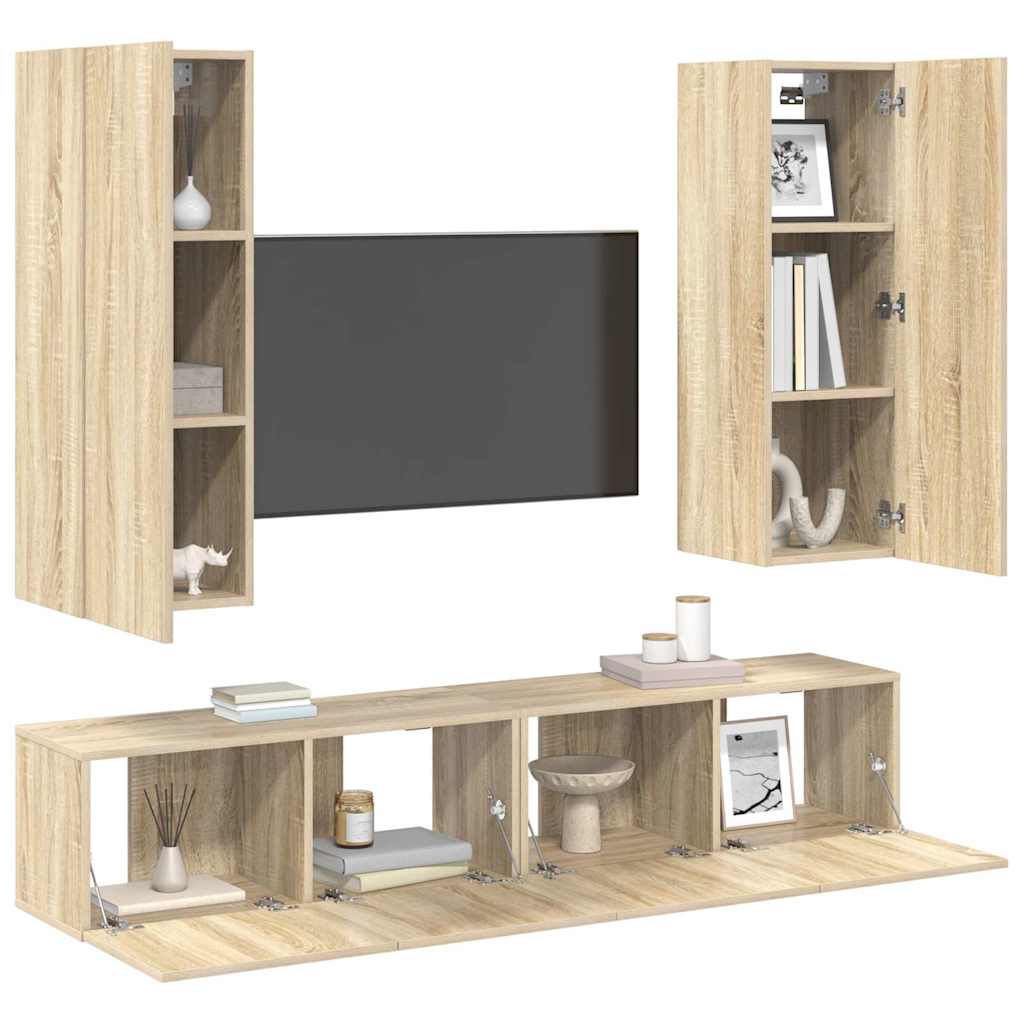 4-tlg. TV-Schrank-Set Sonoma-Eiche Holzwerkstoff