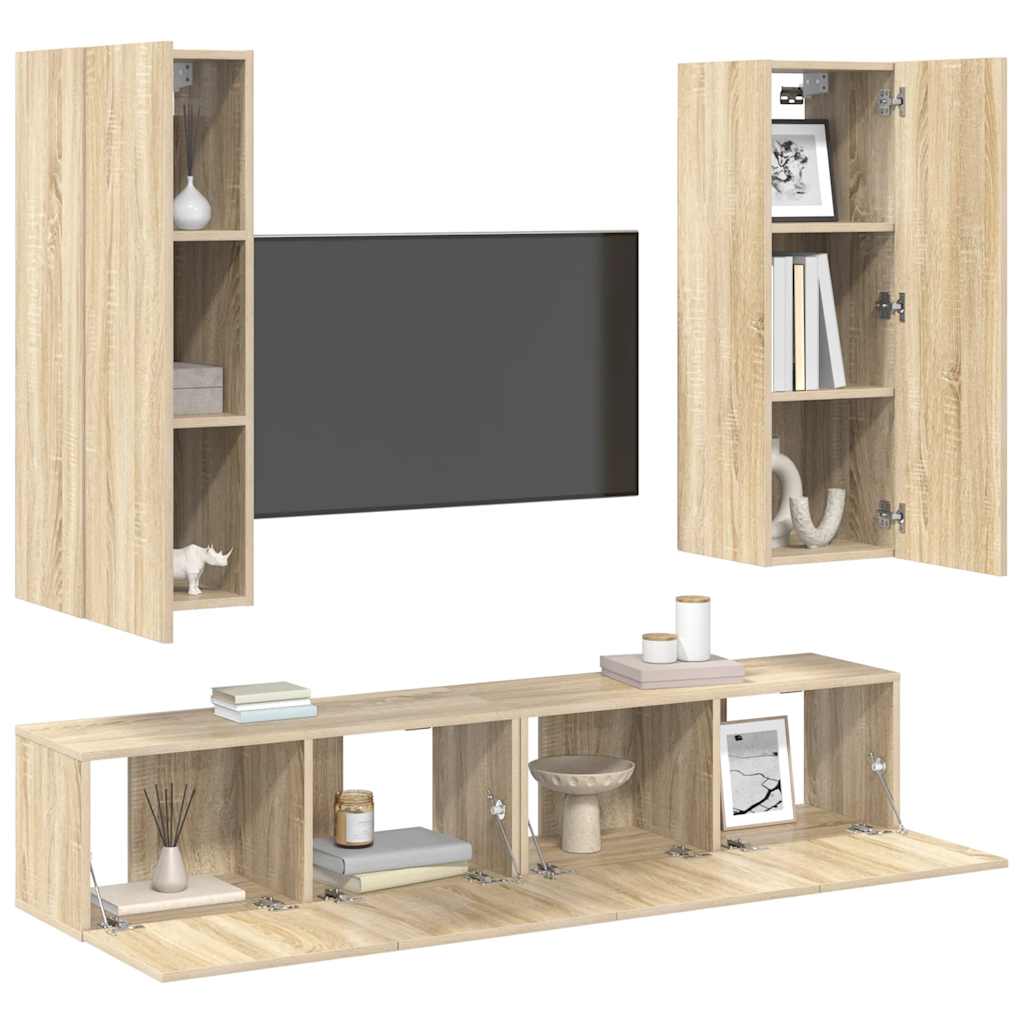 4-tlg. TV-Schrank-Set Sonoma-Eiche Holzwerkstoff