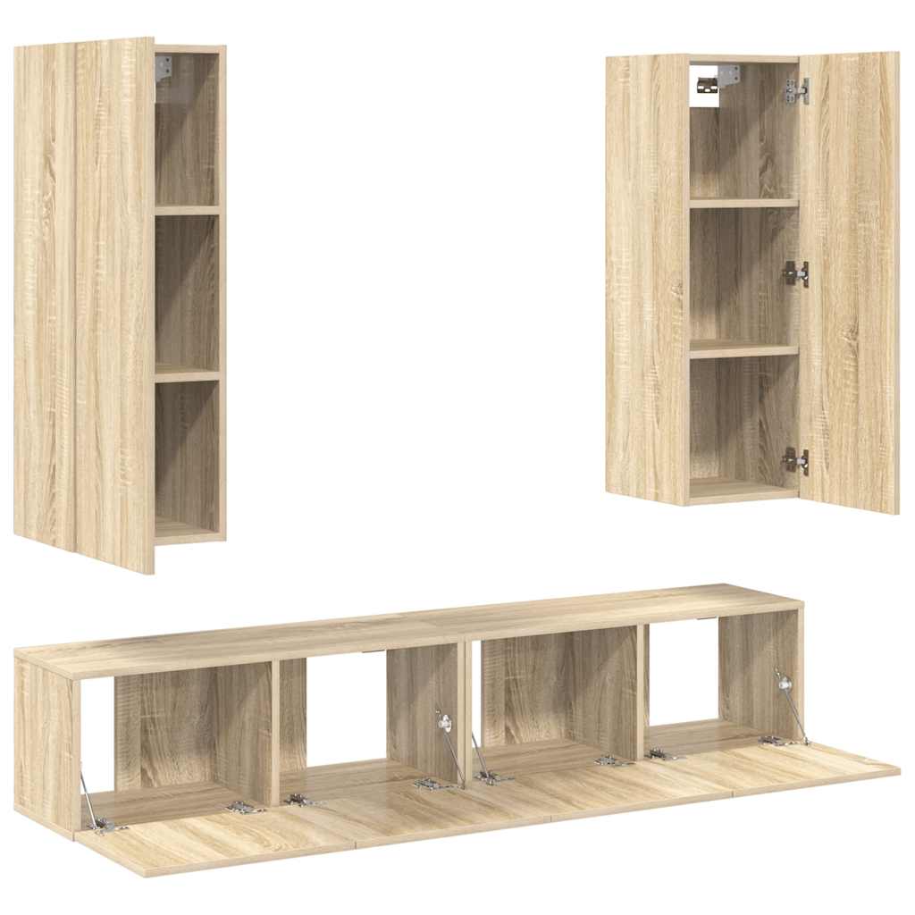 4-tlg. TV-Schrank-Set Sonoma-Eiche Holzwerkstoff