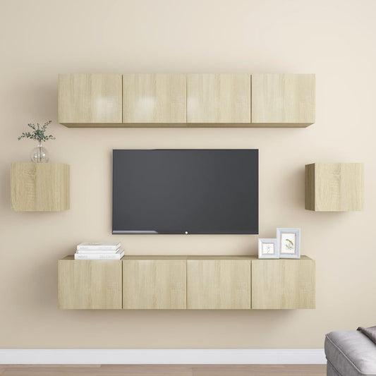 Ensemble de meubles TV 6 pièces en bois de chêne Sonoma