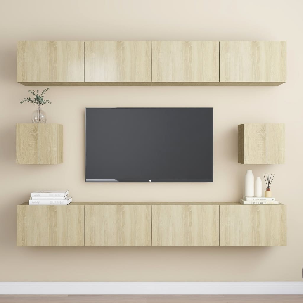Ensemble de meubles TV 6 pièces en bois de chêne Sonoma