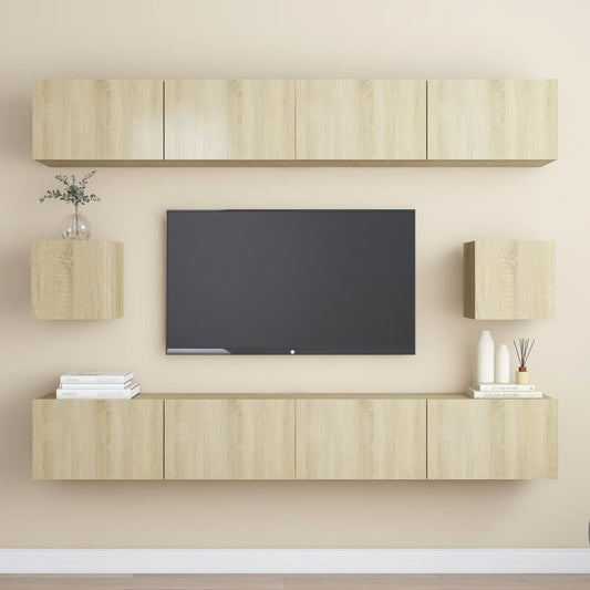 Ensemble de meubles TV 6 pièces en bois de chêne Sonoma