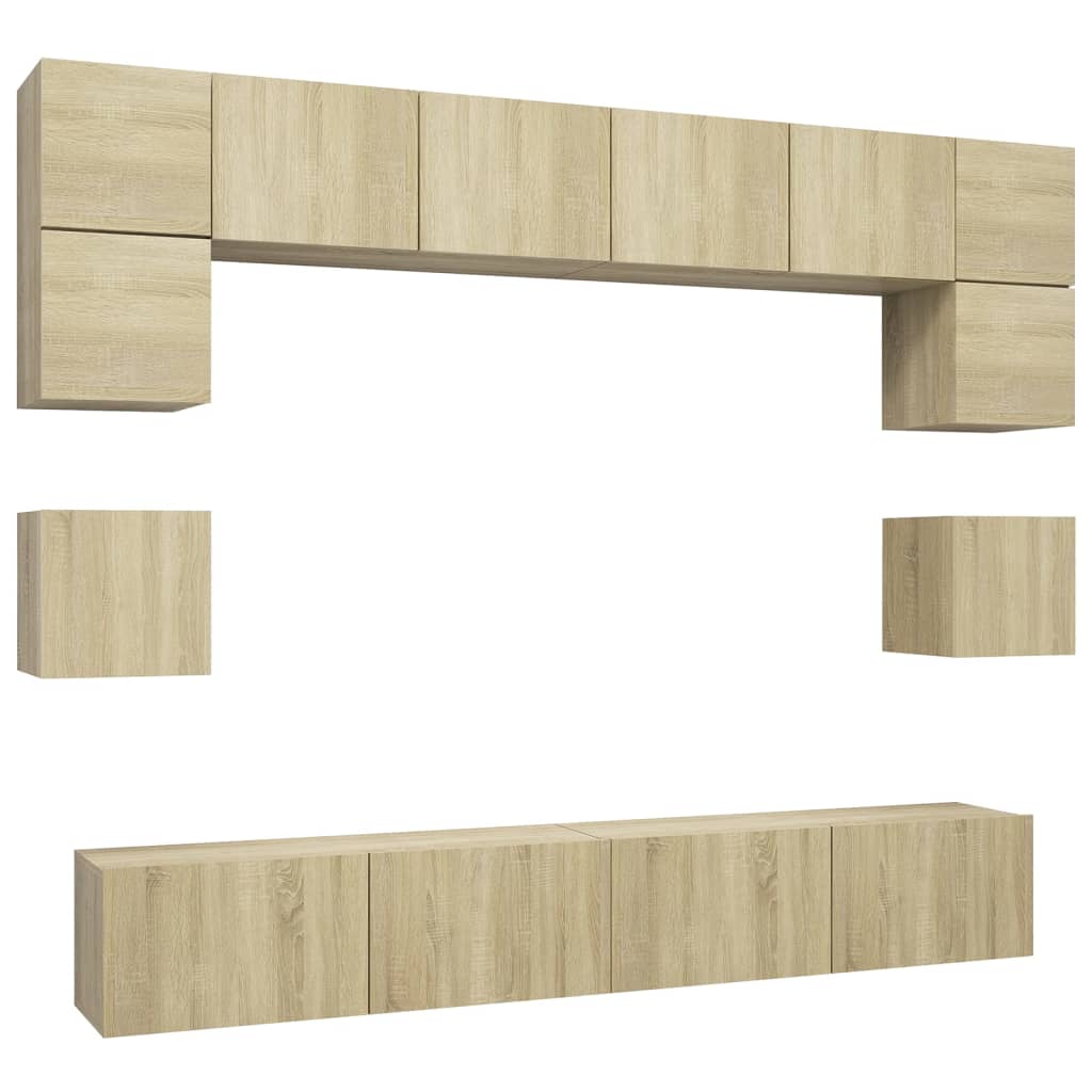 8-piece TV cabinet set Sonoma oak wood material