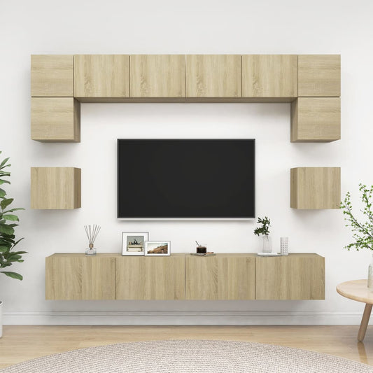 Ensemble de meubles TV 8 pièces en bois de chêne Sonoma