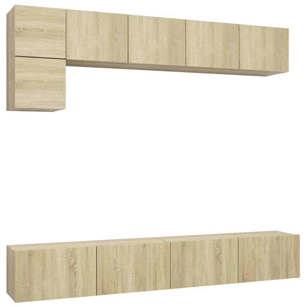 Ensemble de meubles TV 5 pièces en bois de chêne Sonoma