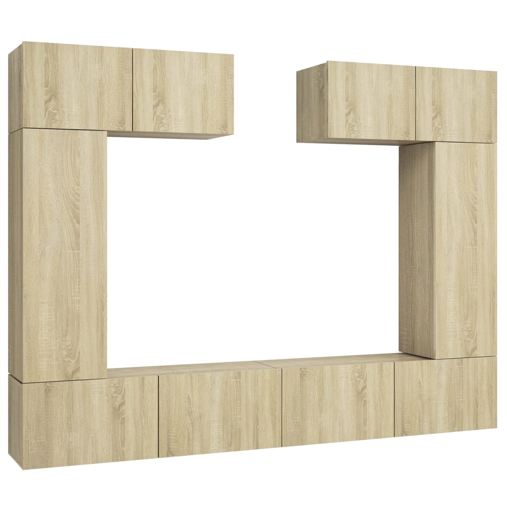 Ensemble de meubles TV 6 pièces en bois de chêne Sonoma