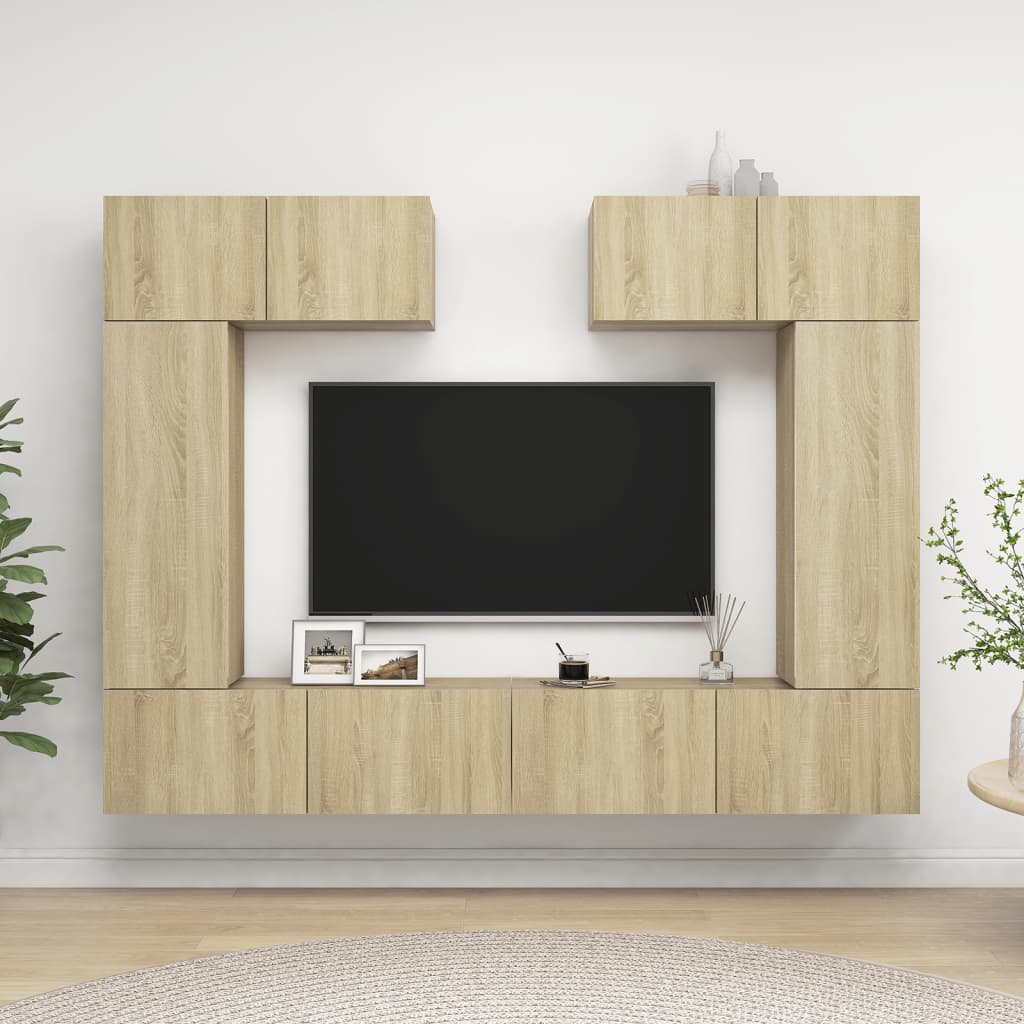 Ensemble de meubles TV 6 pièces en bois de chêne Sonoma