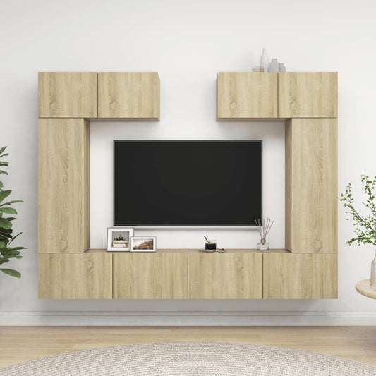 Ensemble de meubles TV 6 pièces en bois de chêne Sonoma