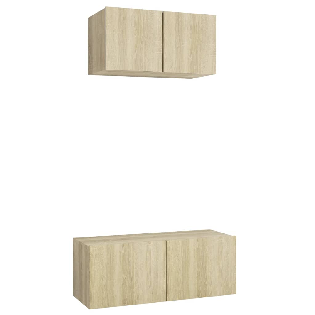 Ensemble de meubles TV 2 pièces en bois de chêne Sonoma