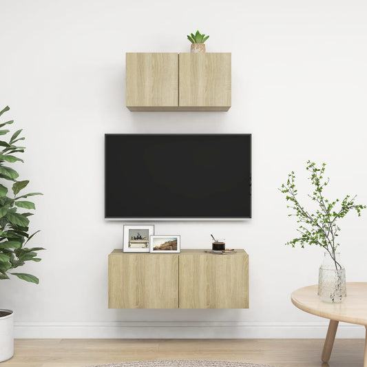 Ensemble de meubles TV 2 pièces en bois de chêne Sonoma