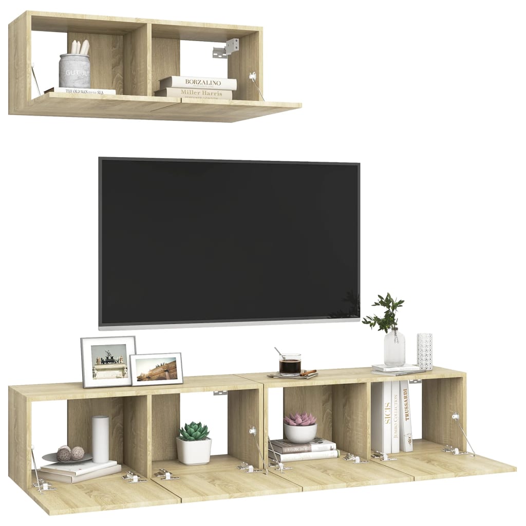 Meubles TV 3 pièces en chêne Sonoma