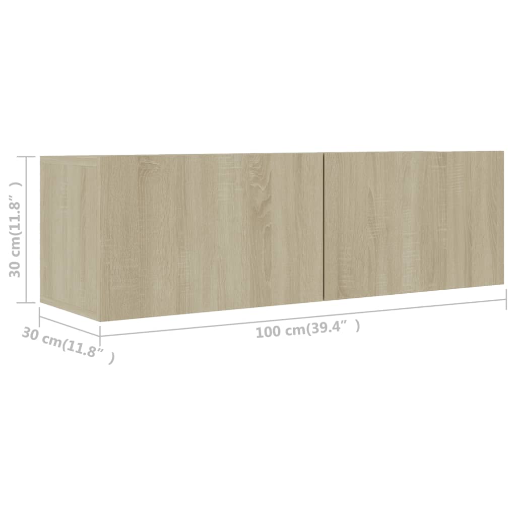 Ensemble de meubles TV 2 pièces en bois de chêne Sonoma