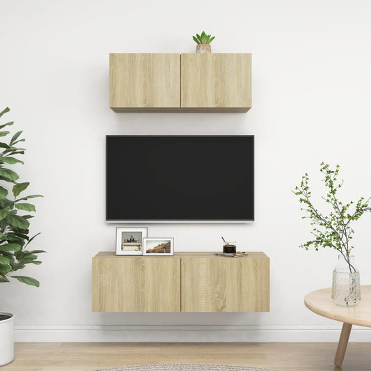 Ensemble de meubles TV 2 pièces en bois de chêne Sonoma