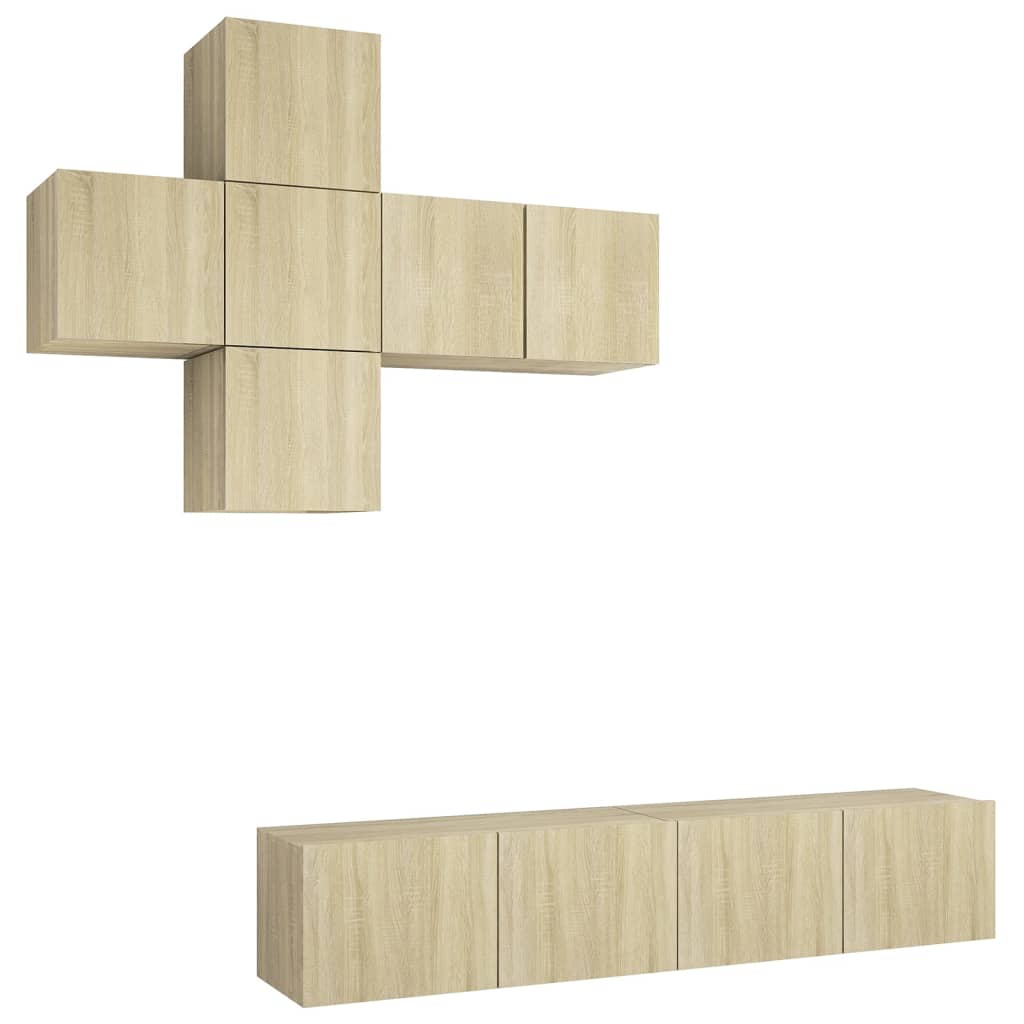 7-tlg. TV-Schrank-Set Sonoma-Eiche Holzwerkstoff