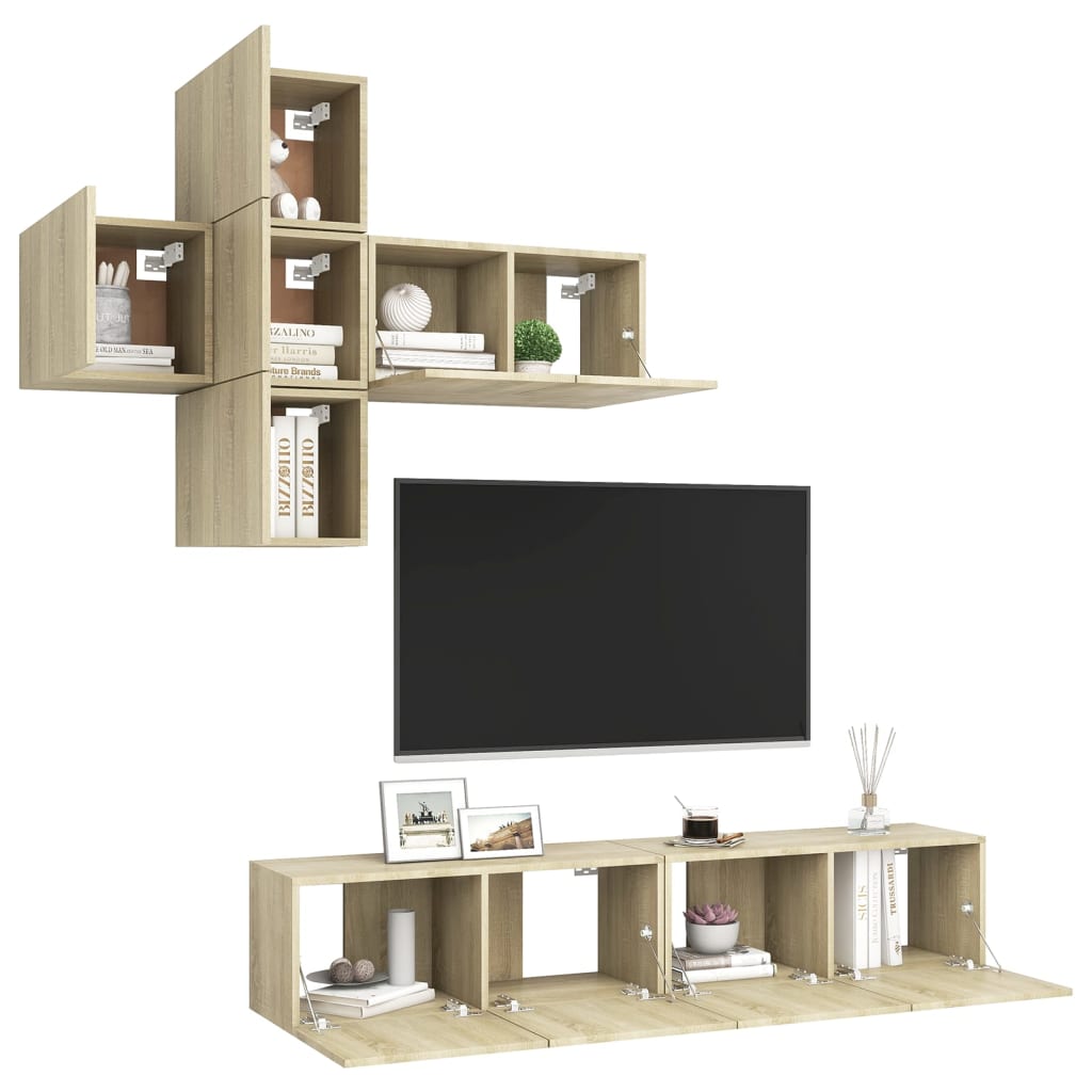 7-tlg. TV-Schrank-Set Sonoma-Eiche Holzwerkstoff