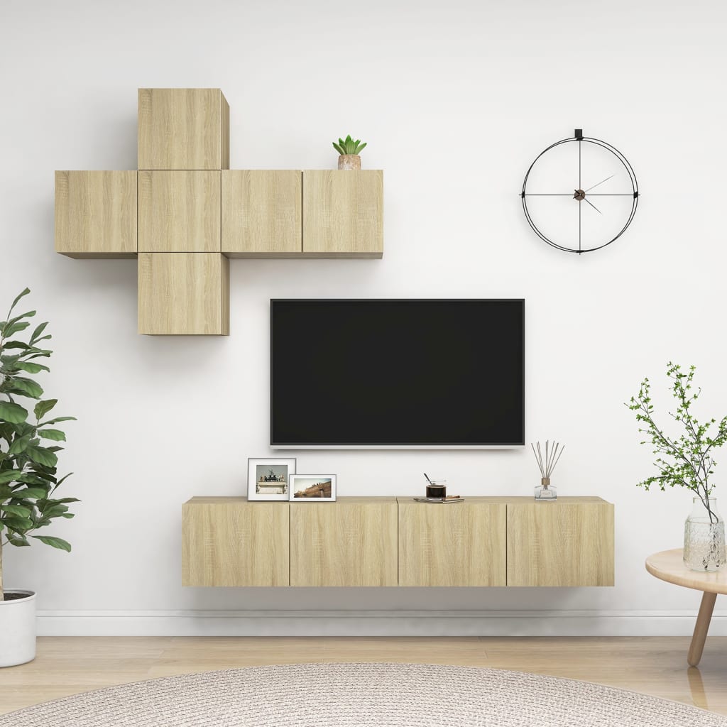 7-tlg. TV-Schrank-Set Sonoma-Eiche Holzwerkstoff