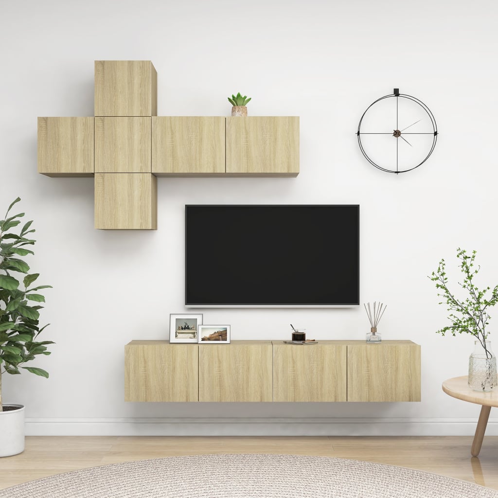 7-tlg. TV-Schrank-Set Sonoma-Eiche Holzwerkstoff