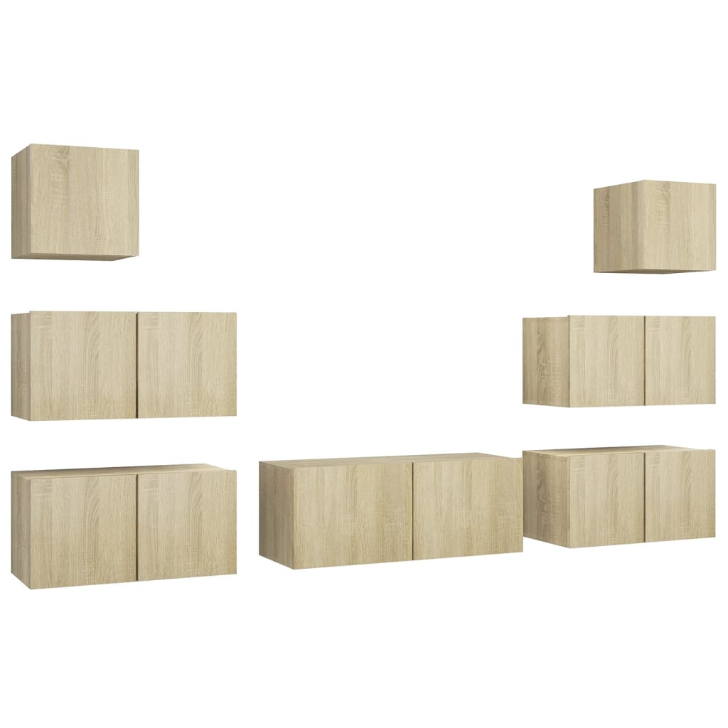 Ensemble de meubles TV 7 pièces en bois de chêne Sonoma
