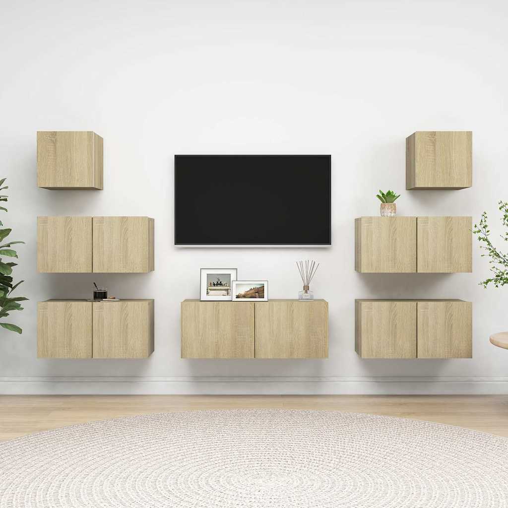 7-tlg. TV-Schrank-Set Sonoma-Eiche Holzwerkstoff