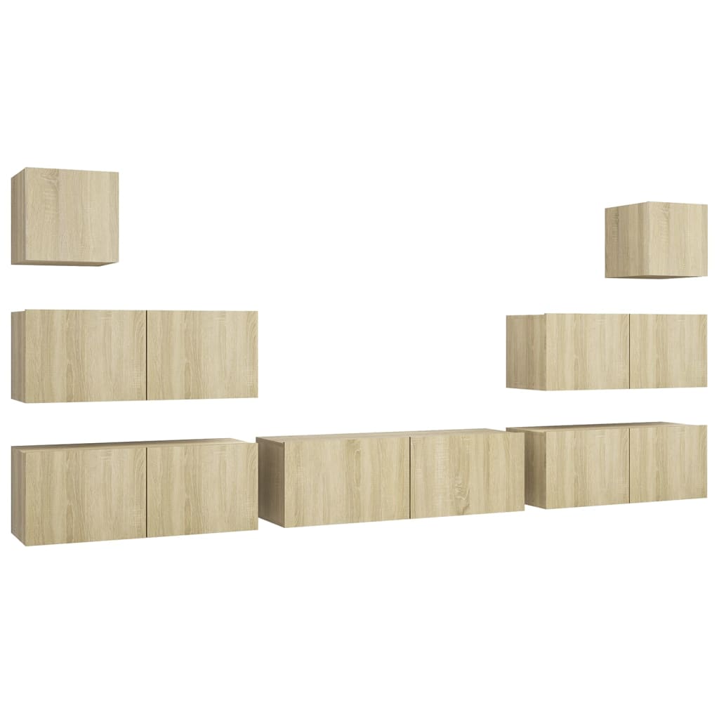 Ensemble de meubles TV 7 pièces en bois de chêne Sonoma