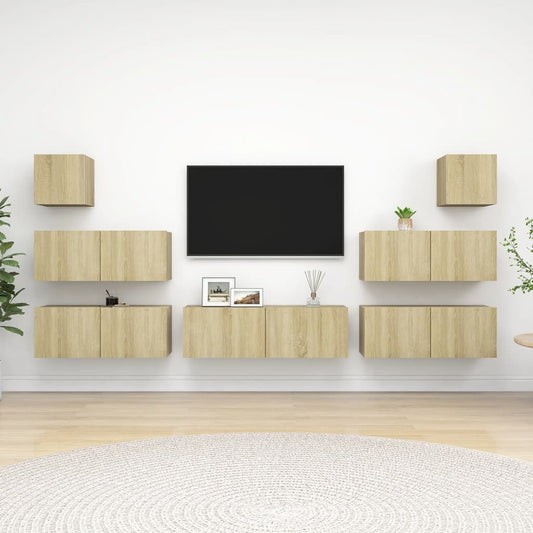 Ensemble de meubles TV 7 pièces en bois de chêne Sonoma