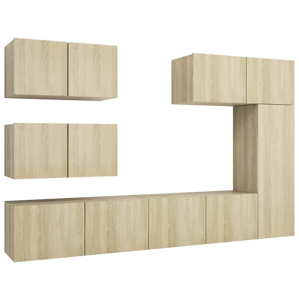 Ensemble de meubles TV 6 pièces en bois de chêne Sonoma