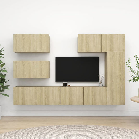 Ensemble de meubles TV 6 pièces en bois de chêne Sonoma