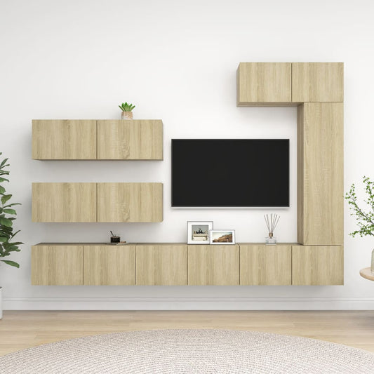 Ensemble de meubles TV 7 pièces en bois de chêne Sonoma